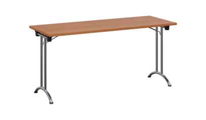 SLC 160 chrom skládací jednací stůl 1600x600, deska 25 mm, podnož chrom, deska olše jantar